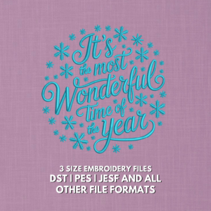It’s the Most Wonderful Time of the Year Christmas embroidery design with snowflakes