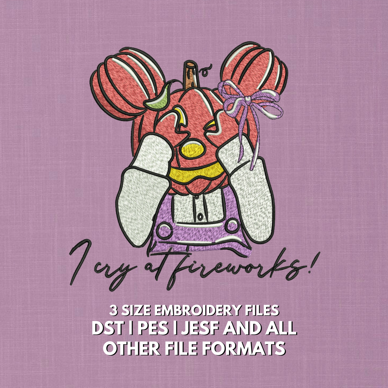 Joy at Fireworks 4th of July embroidery design with cute bow character and firework