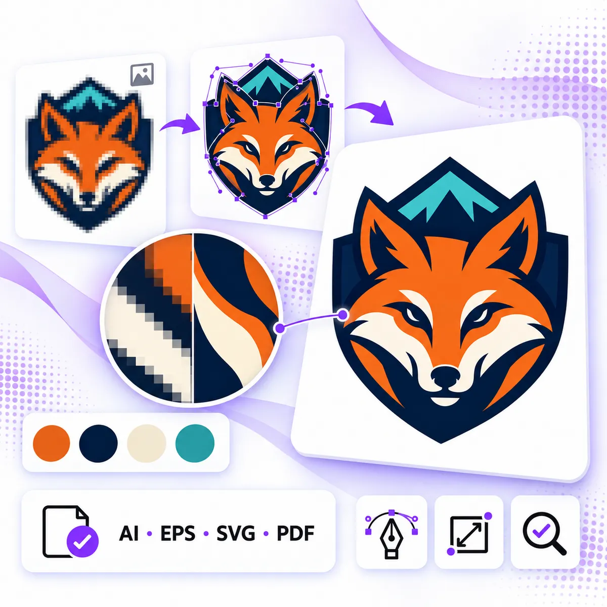 Fox raster to vector tracing artwork
